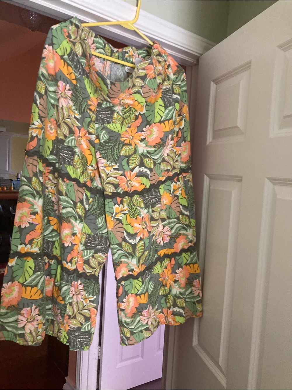 Cato Green Floral Circle Skirt with Orange & Pink Blooms